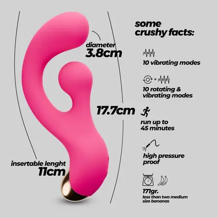 Crushious Pleaser Pink intimni stimulator sa rotirajućom stimulacijom 17.7cm