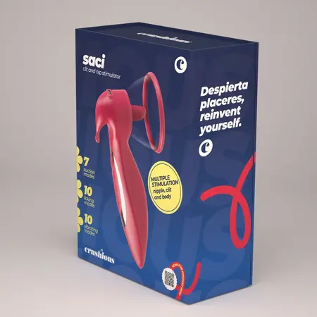 Crushious Saci Red višenamenski intimni silikonski stimulator sa vakuumom