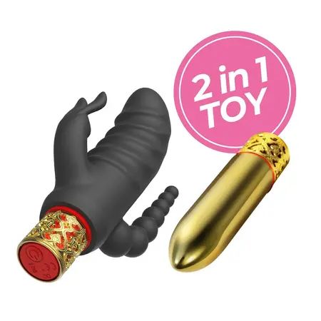 Crushious Romanov klasični vibrator, crno zlatni, sa silikonskom navlakom koja se skida