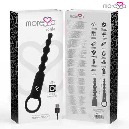 Moressa Ronie Black Remote-Controlled Anal Bead System - Silicone, 7 Modes