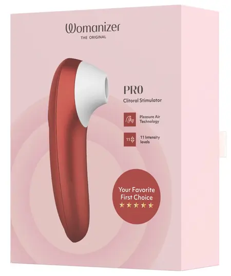 Womanizer Pro Red, kompaktni stimulator sa vazdušnom tehnologijom, 11 nivoa, vodootporan