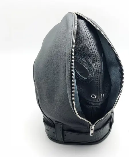 Red Leather premium kožna balaklava u crnoj boji, evropski model od biljno štavljene kože