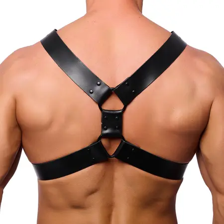 Red Leather kožni harness S/M crni podesivi sistem kaiševa od goveđe kože