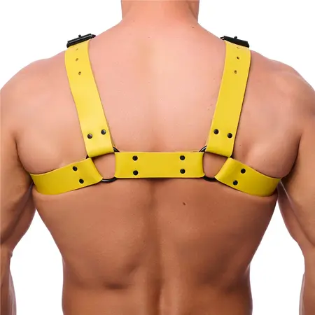 Red Leather Bulldog kožni harness L/XL žuti sa podesivim kaiševima