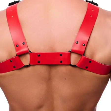 Red Leather kožni Bulldog harness L/XL podesivi crveni od goveđe kože