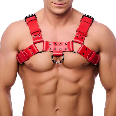 Red Leather Bulldog kožni pojas S/M crveni - podesivi model od goveđe kože