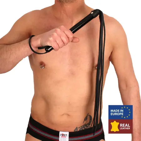 Red Leather bič sa trakama 75 cm crni biljno štavljen