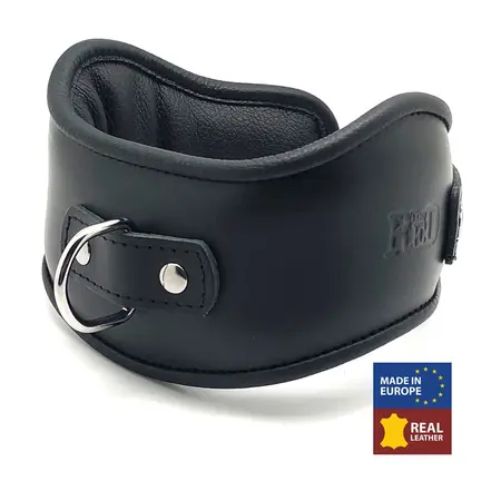 Red Leather crna kožna ogrlica od vrhunske evropske biljno štavljene kože sa podesivim kaišem