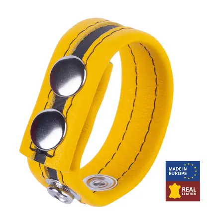 Red Leather Tippy podesiva kožna intimna traka žuta 2.3 cm sa kopčanjem na drikere
