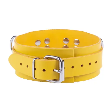 Red Leather podesiva žuta ogrlica od biljno štavljene kože širine 5,5 cm