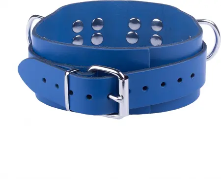 Red Leather Ultra Blue Adjustable Leather Collar 38-52 cm