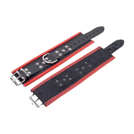 Red Leather kožne lisice za vezivanje u crvenoj i crnoj boji podesive do 25 cm