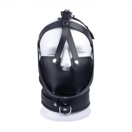 Red Leather Full Head Mask Black Adjustable Straps European Made