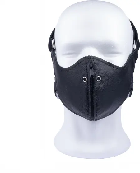 Red Leather kožna maska za lice sa rajsferšlusom u crnoj boji, podesiva, od goveđe kože