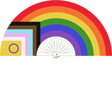 LGBTQIA lepeza u duginim bojama 64 cm, šareni i atraktivni aksesoar od poliesterskog platna