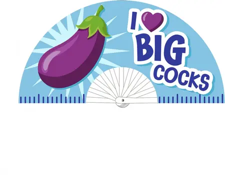 Dekorativna lepeza I Love Big Cocks 64 cm u ljubičasto plavoj boji