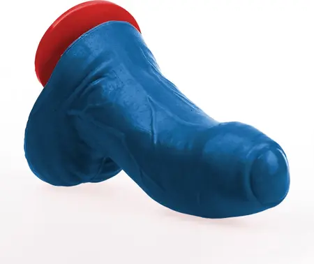 Buri S Curved intimni dildo sa vakuumskim postoljem 14 cm plavi PVC