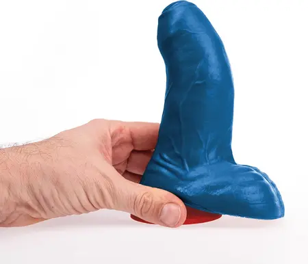 Buri S Curved intimni dildo sa vakuumskim postoljem 14 cm plavi PVC