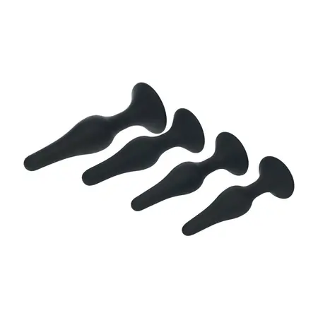 LEVELZ Slim silikonski set analnih čepova, 4 veličine S/M/L/XL, crni, ergonomski dizajn