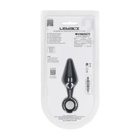 LEVELZ silikonski intimni čep S crni sa ergonomskom omčom za držanje