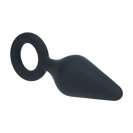 LEVELZ silikonski intimni čep S crni sa ergonomskom omčom za držanje