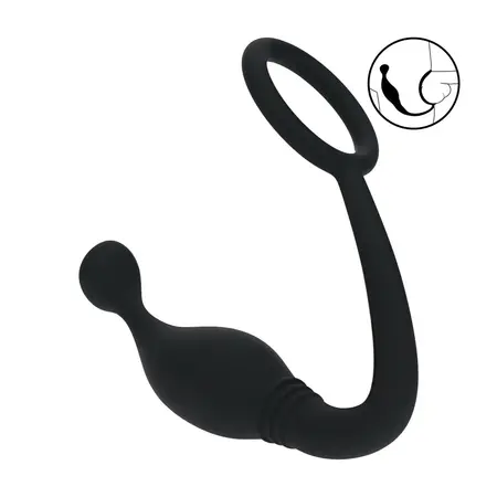 LEVELZ silikonski prsten za podršku i masažer prostate L crni
