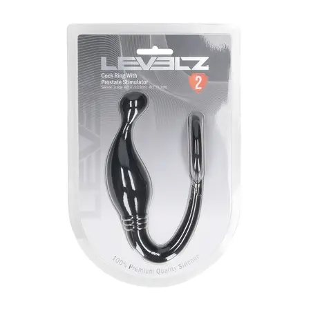 LEVELZ silikonski prsten za podršku i masažer prostate L crni