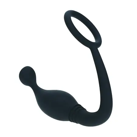 LEVELZ silikonski prsten za intimnu podršku S sa zakrivljenim masažerom prostate, crni