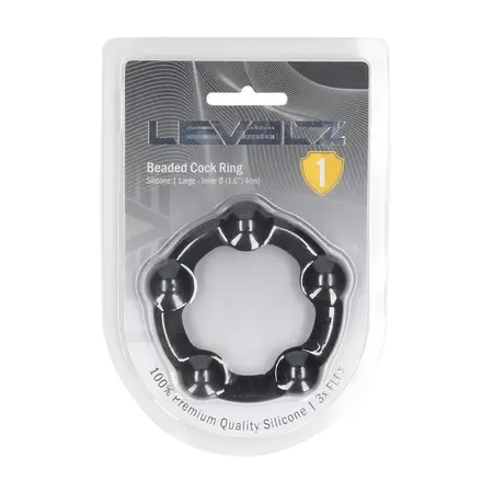 LEVELZ silikonski prsten za podršku L 45mm u crnoj boji sa reljefnom strukturom i anatomskim dizajnom