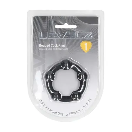LEVELZ silikonski erekcioni prsten S 30mm crni sa reljefnim dizajnom za maksimalnu udobnost