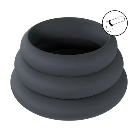 LEVELZ Wide O set silikonskih prstenova L/XL/XXL crni, sistem od 3 veličine