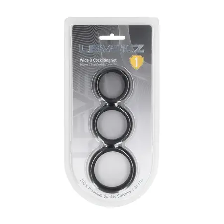 LEVELZ Wide O set silikonskih prstenova S/M/L crni, anatomski set od 3 komada