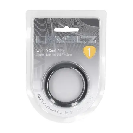 LEVELZ Wide O silikonski intimni prsten L 42mm crni udobno prianjanje