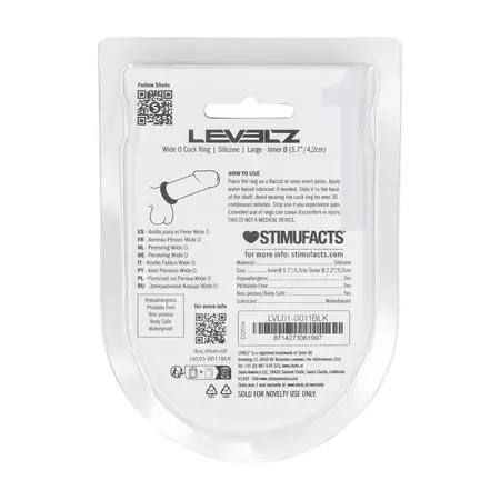 LEVELZ Wide O silikonski intimni prsten L 42mm crni udobno prianjanje
