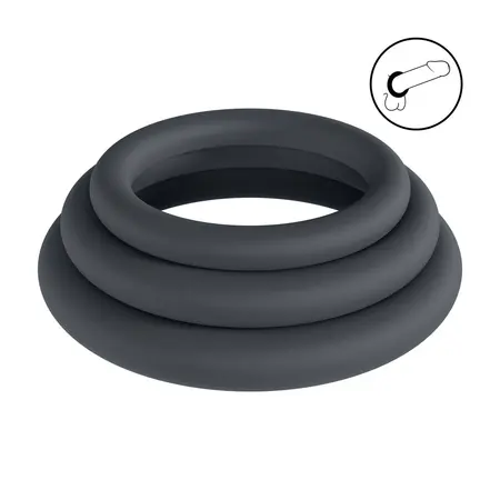LEVELZ Classic Silicone Ring Set XS/S/M Black - 3 Sizes Adjustable