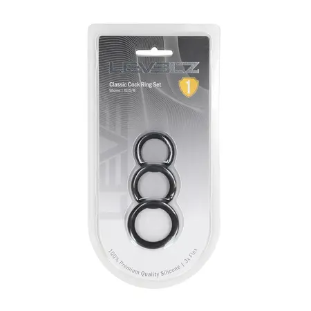 LEVELZ Classic Silicone Ring Set XS/S/M Black - 3 Sizes Adjustable