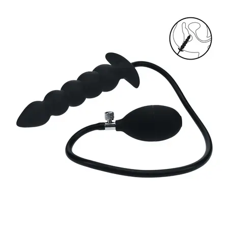LEVELZ Silicone Inflatable Beaded Plug Black 12 cm Adjustable Size