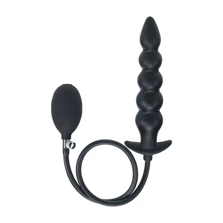 LEVELZ Silicone Inflatable Beaded Plug Black 12 cm Adjustable Size
