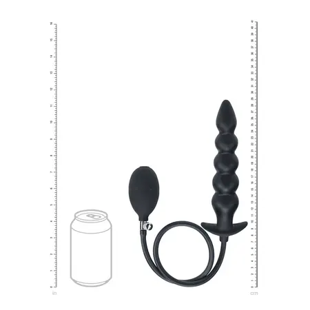 LEVELZ Silicone Inflatable Beaded Plug Black 12 cm Adjustable Size