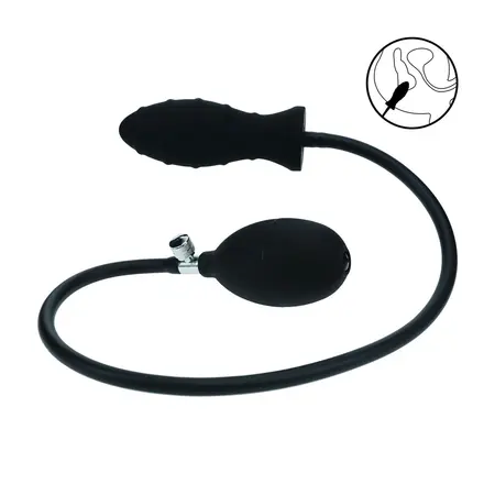 LEVELZ Silicone Inflatable Plug Black - Ribbed, Adjustable Size, 15 cm