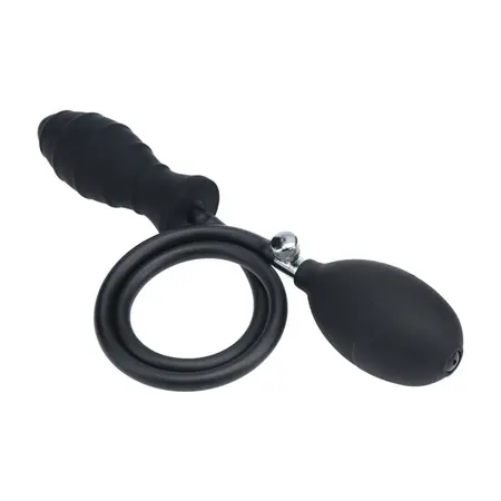 LEVELZ Silicone Inflatable Plug Black - Ribbed, Adjustable Size, 15 cm