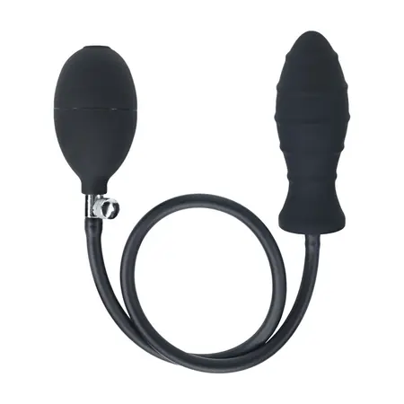 LEVELZ Silicone Inflatable Plug Black - Ribbed, Adjustable Size, 15 cm