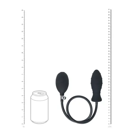 LEVELZ Silicone Inflatable Plug Black - Ribbed, Adjustable Size, 15 cm