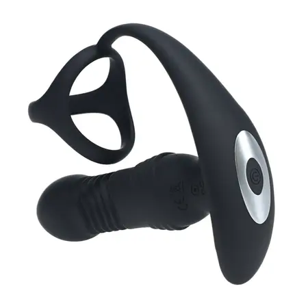 LEVELZ Pro Black vibrirajući analni sistem sa funkcijom potiskivanja i prstenom