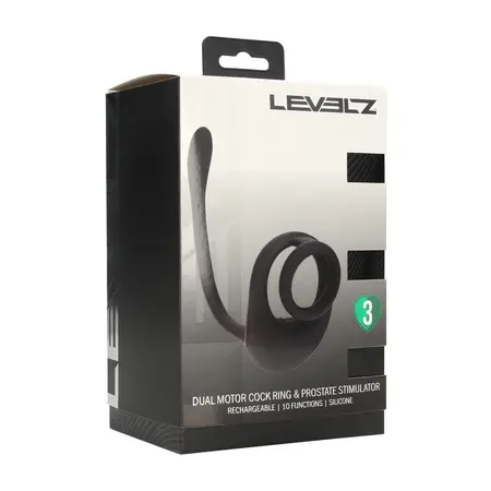 LEVELZ Partner crni silikonski intimni prsten i stimulator sa dva motora