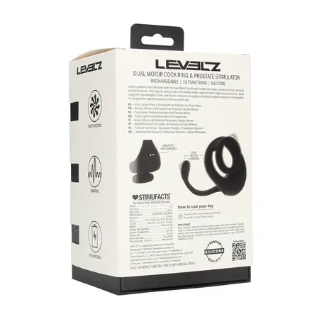 LEVELZ Partner crni silikonski intimni prsten i stimulator sa dva motora