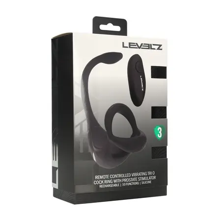LEVELZ O-Remote silikonski trostruki prsten i stimulator prostate crni
