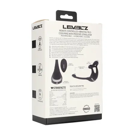 LEVELZ O-Remote silikonski trostruki prsten i stimulator prostate crni
