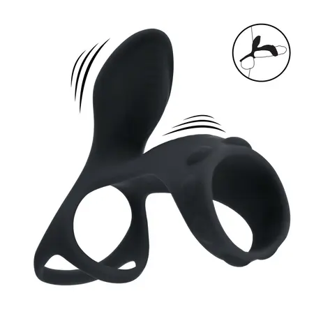 LEVELZ Power Ring vibrirajući silikonski prsten sa petljom za penis crni