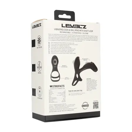 LEVELZ Power Ring vibrirajući silikonski prsten sa petljom za penis crni